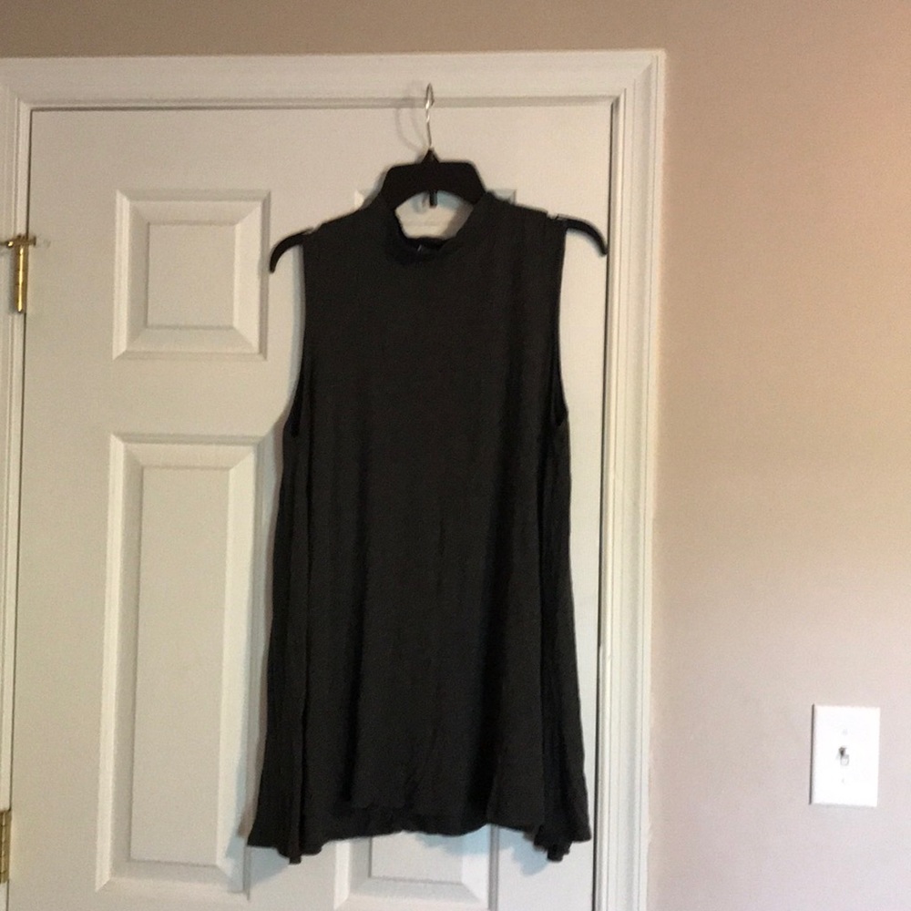 Grey sleeveless turtle neck dress